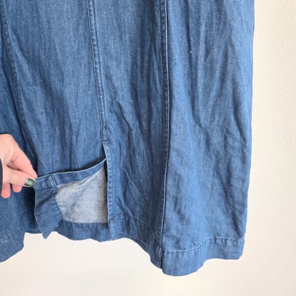 Vintage Levi's Denim Jumper Dress Overall Skirt Medium Zip Front 90s Grunge - Picture 11 of 12